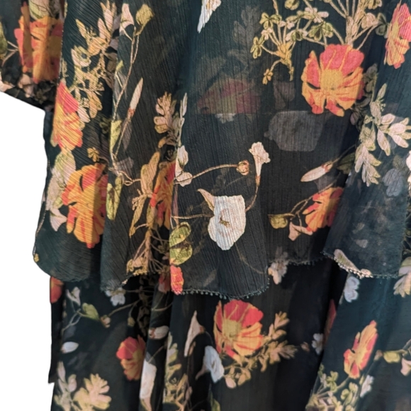 Lauren Ralph Lauren Womens Raisa Chiffon Floral Print Casual Dress Green Size:12 - Picture 9 of 16